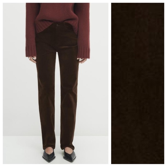 NWT. Massimo Dutti Brown Corduroy Straight Fit Needlecord Trousers. Size 2. - Picture 2 of 10
